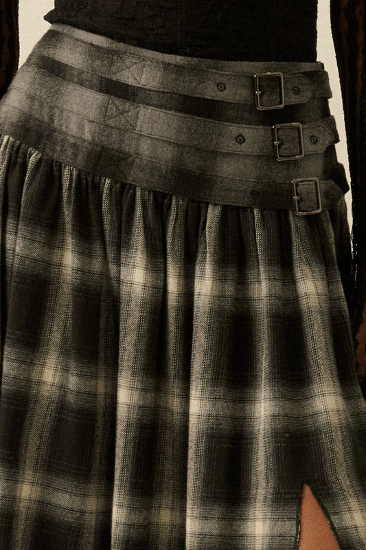 Plaid Belted Skirt