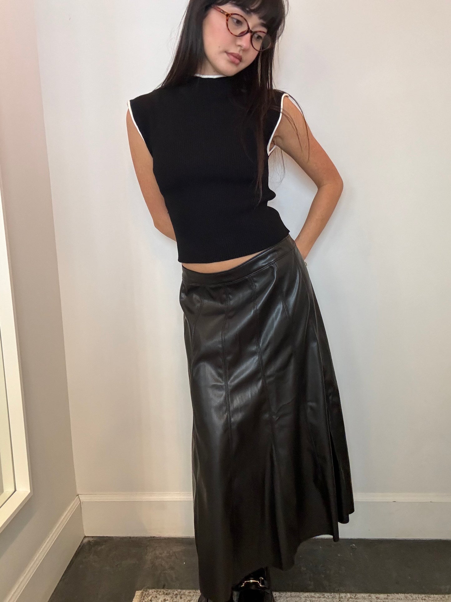 Flare Leather Skirt