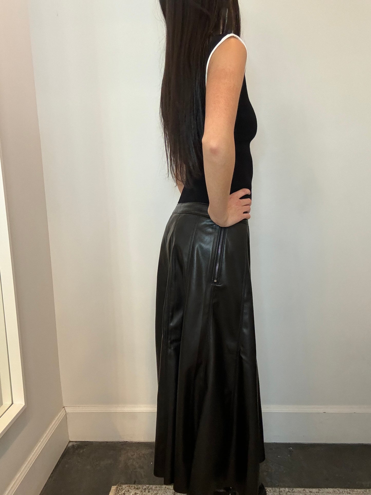 Flare Leather Skirt