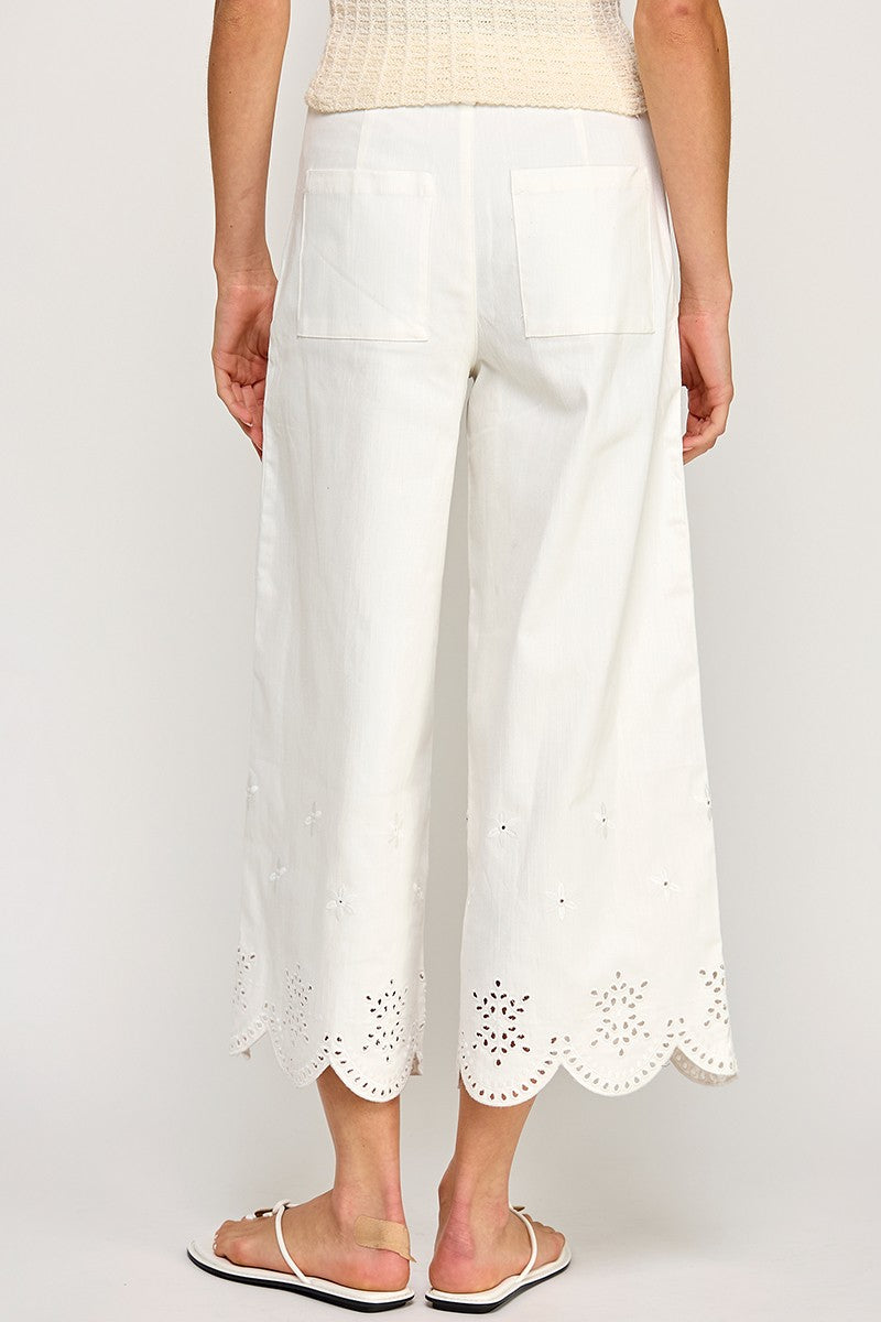 Eyelet Cropped Pants