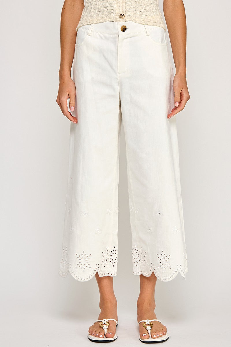 Eyelet Cropped Pants