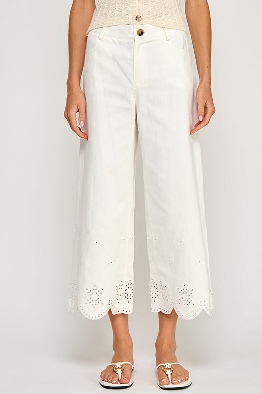 Eyelet Cropped Pants