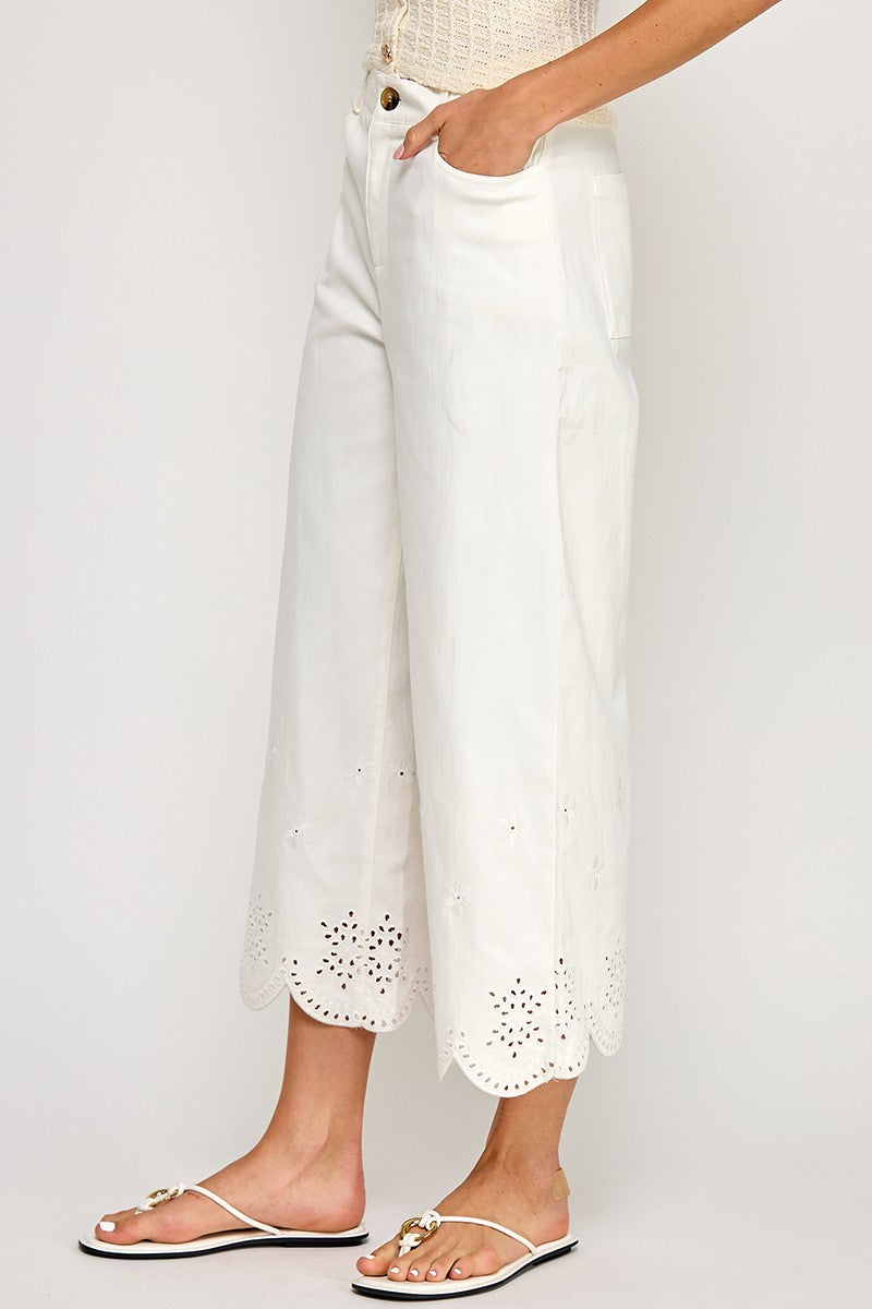Eyelet Cropped Pants