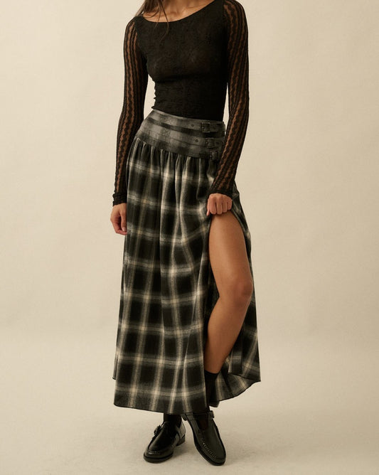 Plaid Belted Skirt