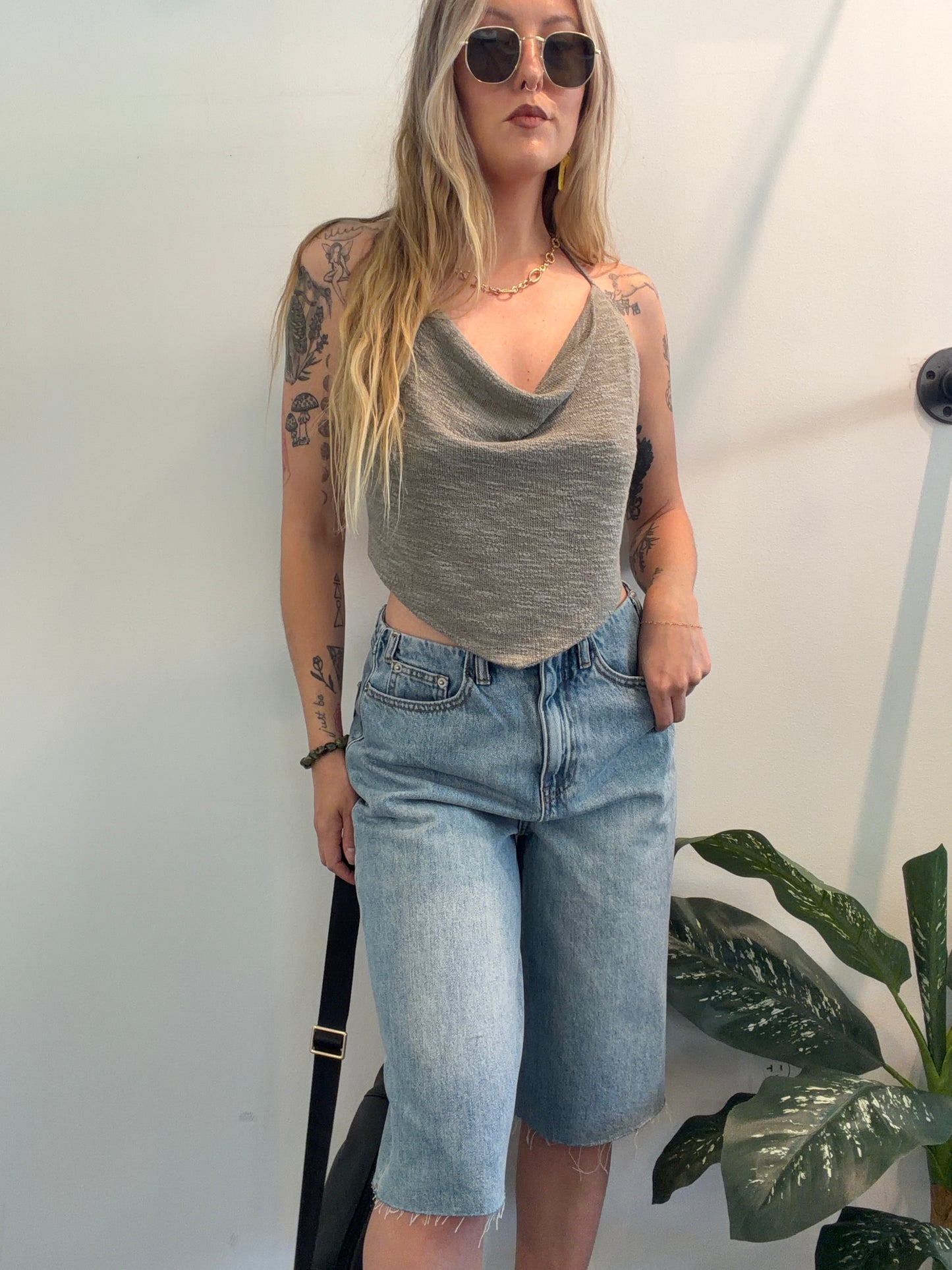 Draped halter top