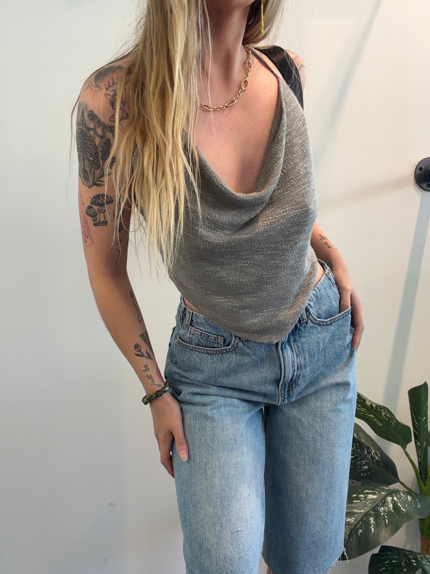 Draped halter top