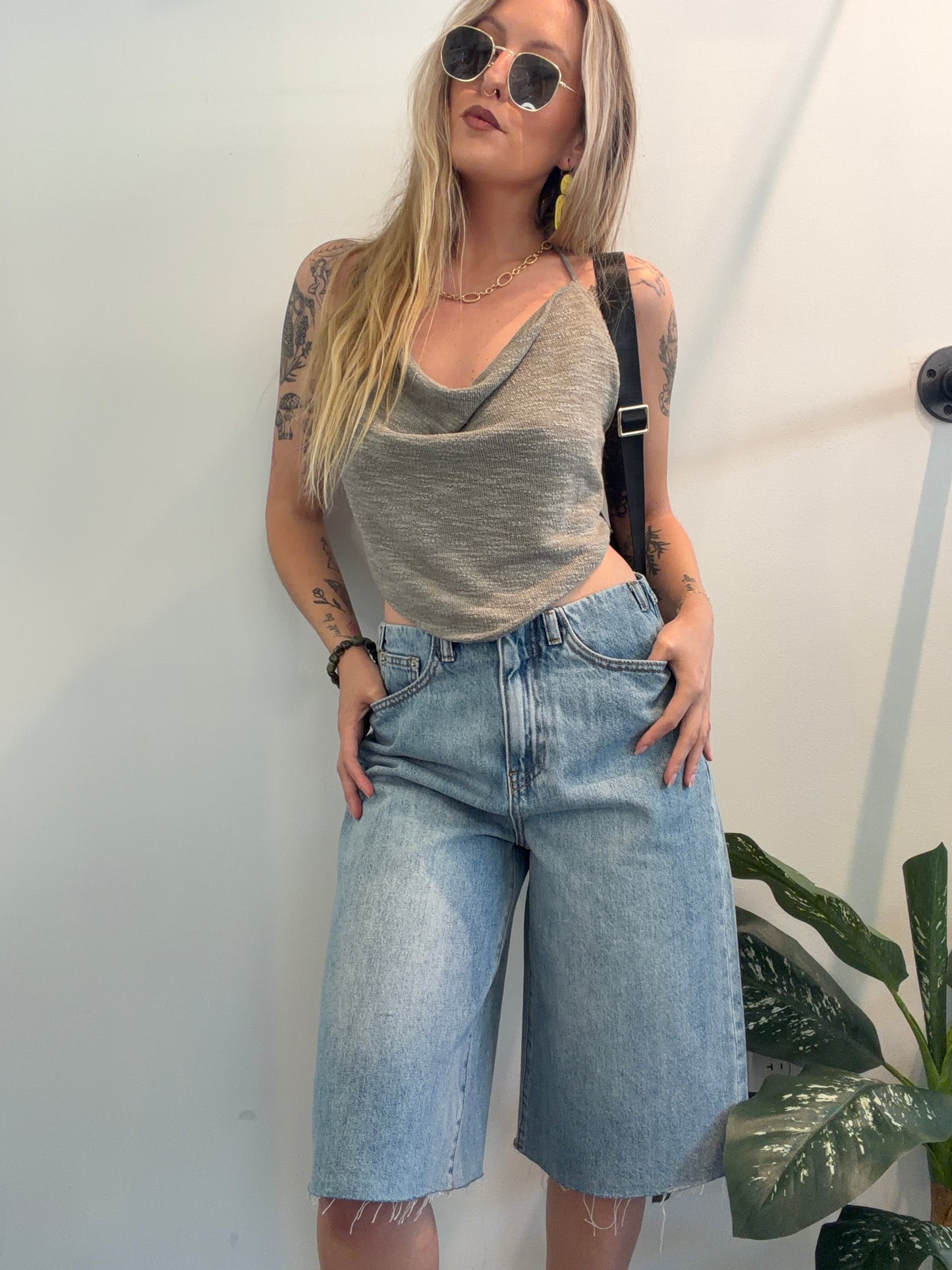 Draped halter top