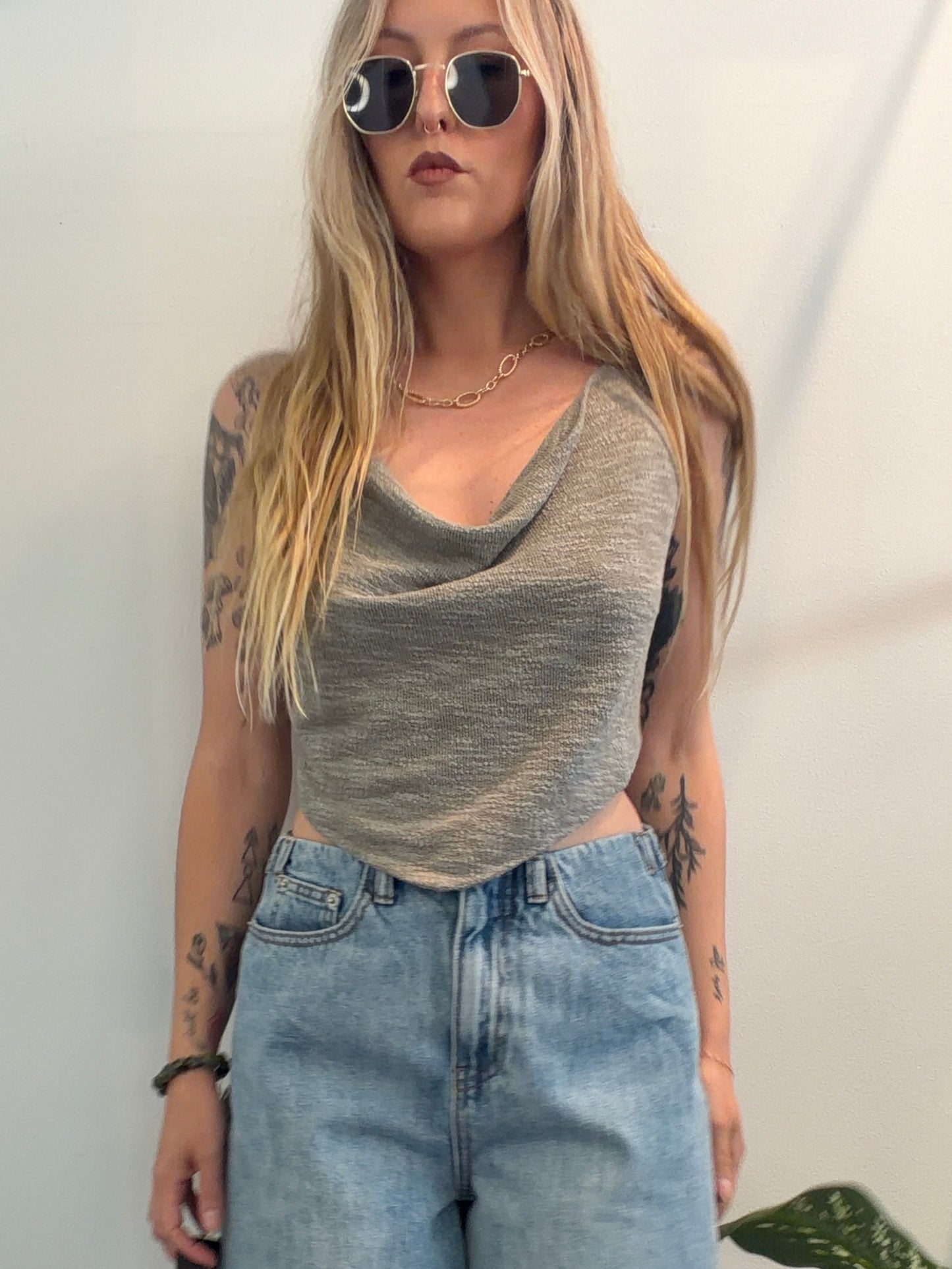 Draped halter top