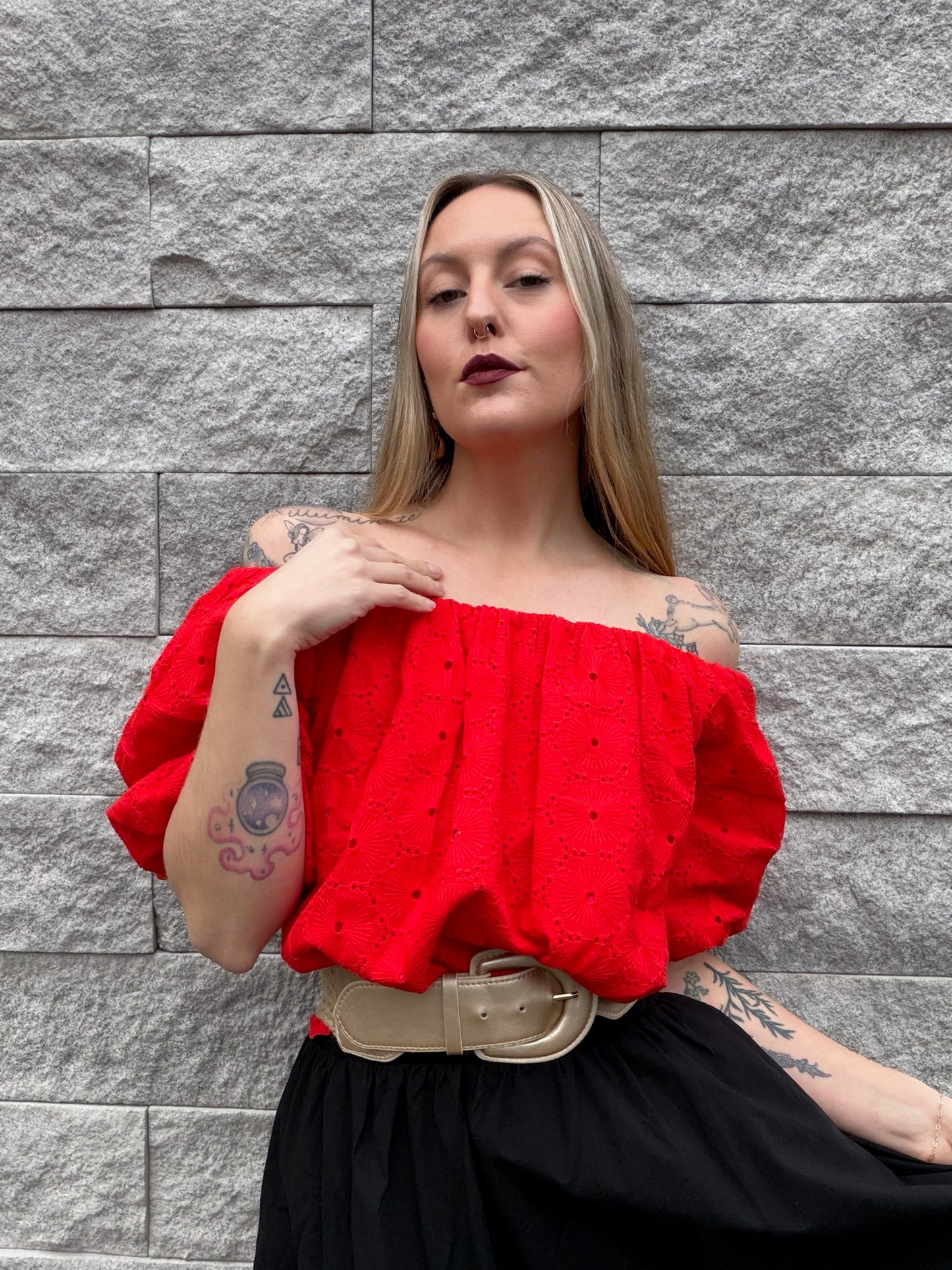 Puff Eyelet Top