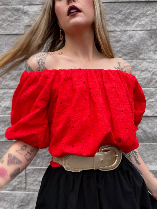 Puff Eyelet Top
