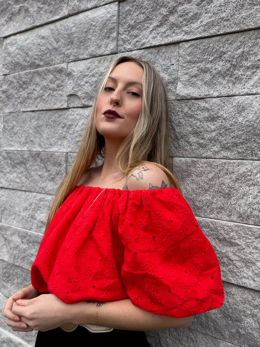 Puff Eyelet Top