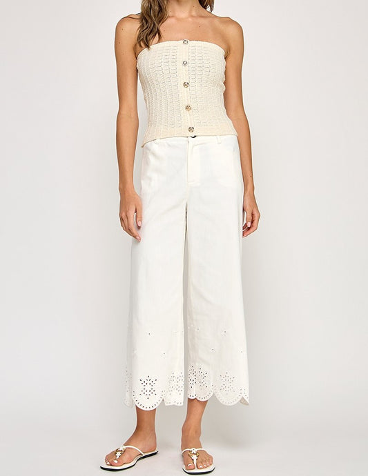 Eyelet Cropped Pants