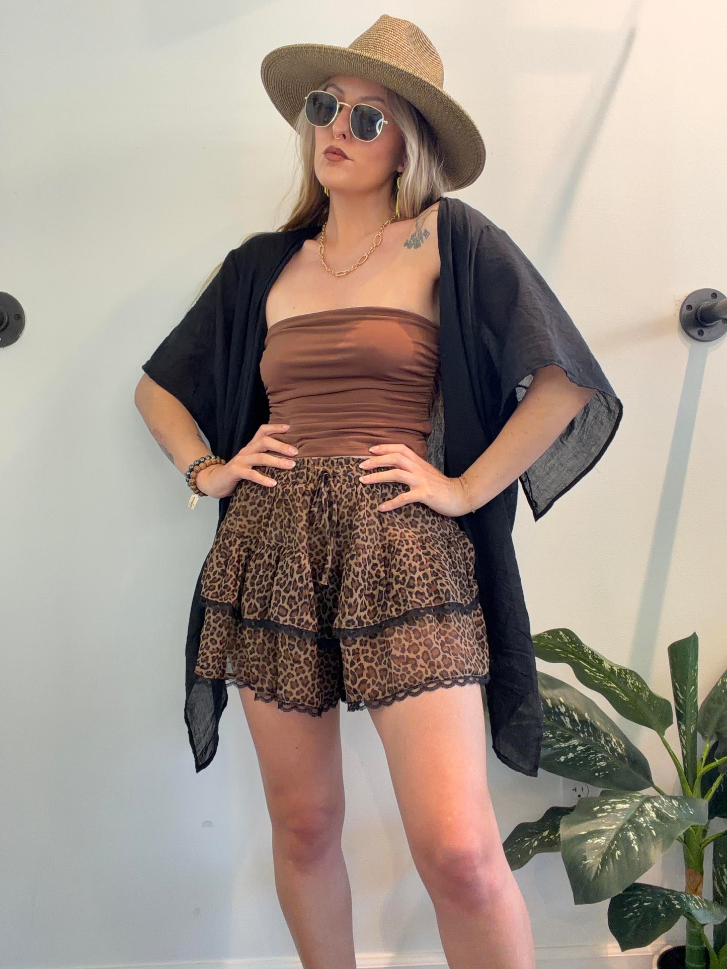 Cheetah ruffle shorts